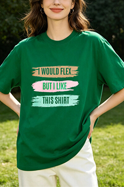 Fleck تي شيرتات نسائية بطباعة جرافيكية بتصميم 'I Would Flex But I Like This S...