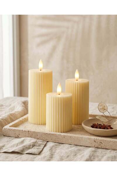 REDTAG Ivory Floating Light Led Candle Set With Button Cell ( 3 Piece)