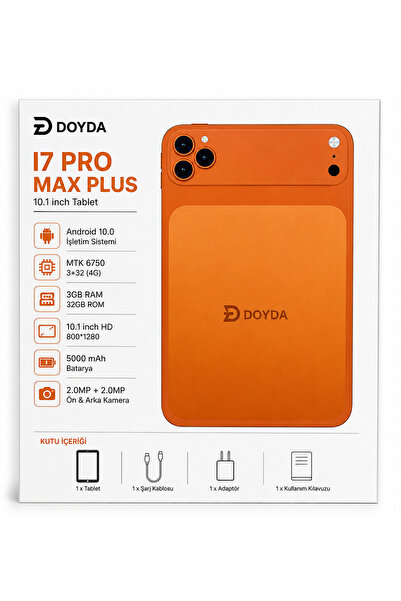 DOYDA Tablet – Turuncu I7 Pro Max Plus 10.1 İnç