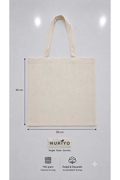 NURİYO Baskısız Ham Bez Çanta %100 Pamuk | 40x50 Cm | 140 Gr/m² | Doğal Renk ...