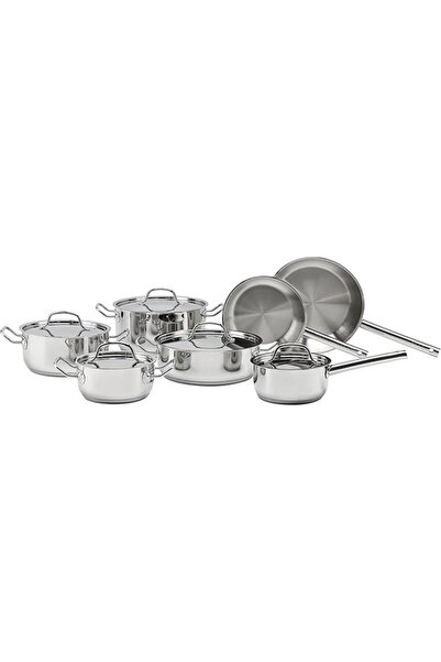 ELLE HOME 12 Piece Stainless Steel Cookware Set - 5 Ply Casseroles and Fry Pa...