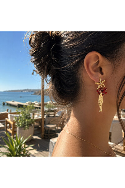 ADELYA CONCEPT Starfish Beaded Dangle Earrings