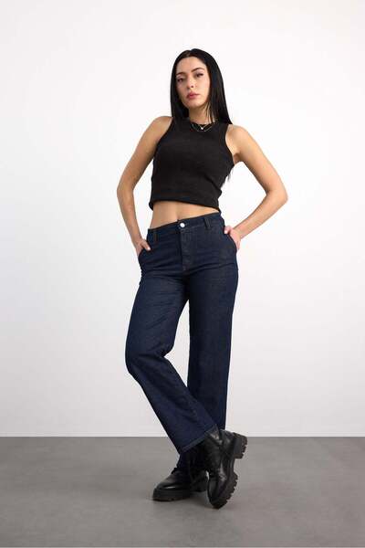 Vigoss Jeans 24357-73606 بنطلون جينز نسائي مستقيم عالي الخصر 24357-73606