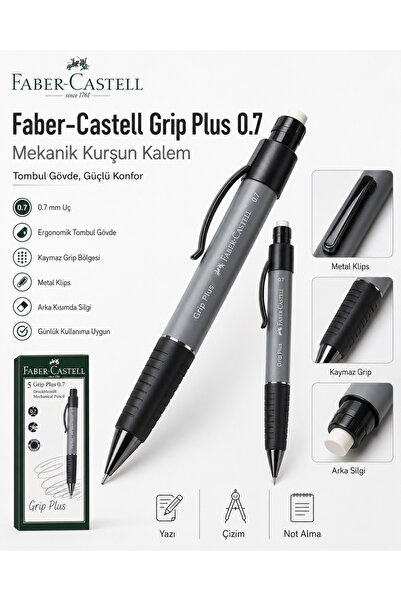 Faber Castell Plus 0.7 mm Uçlu Kalem – Tombul Gövdeli, Silgili, Kaymaz Gripli...