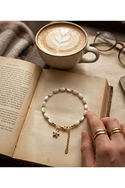 VİONEA Women's Natural Stone and Star Charm Detailed Design Natural Stone Bra...