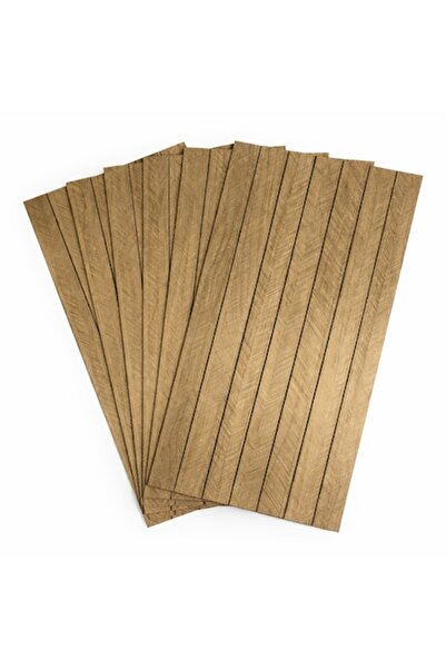 SHOPIENS Set de 6 autocolante decorative de perete, lamele din lemn de stejar...