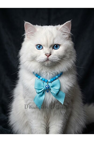 Jivva's Collection Adjustable Cat Collar, Tag, Pendant, Cat Blue Bead Necklac...
