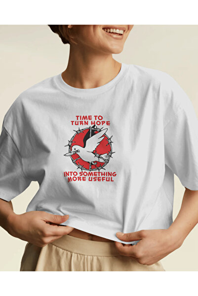 buzagi tasarım ürünleri Time to Turn Hope Unisex White Regular T-Shirt