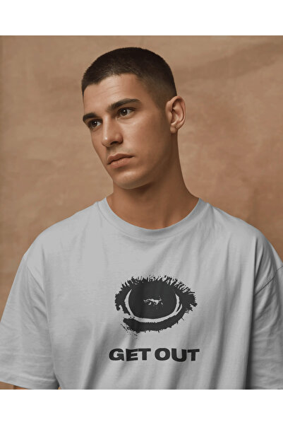 buzagi tasarım ürünleri Get Out Unisex White Regular T-Shirt
