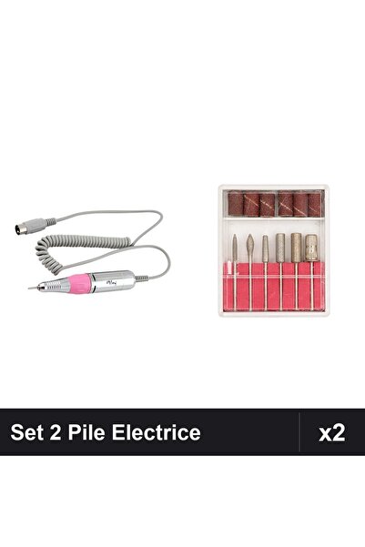 NAİLS Set 2 Pile Electrice Profesionale 30.000 RPM cu Mandrină Click 5 Pini ș...
