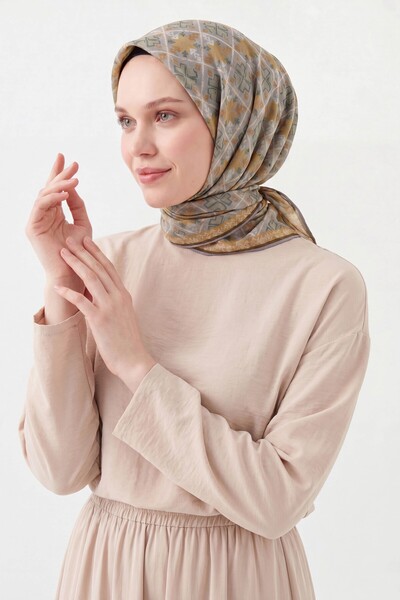 Silk Home Soft Scarf Minimal Motif Silver