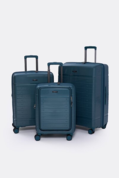 Torry Premium Series PP 3’lü Valiz Seti Büyük + Orta + Kabin Boy Mavi