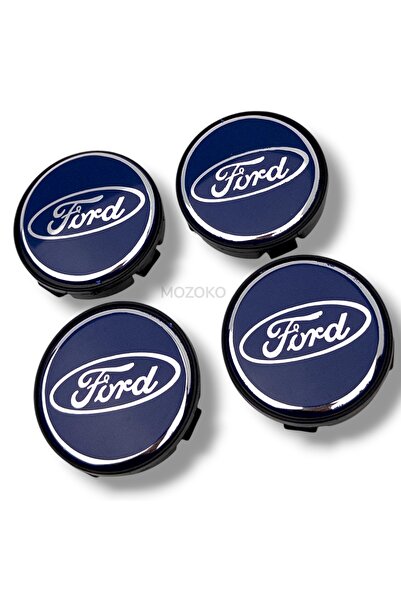 MOZOKO For Logolu 56 mm Lacivert Geçmeli Jant Göbeği Kapak Seti, 4 Adet Krom ...