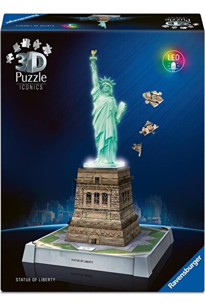 RAVENSBURGER 3D Παζλ Ικονικά Σχέδια Φωτιζόμενο Άγαλμα της Ελευθερίας Νυχτεριν...