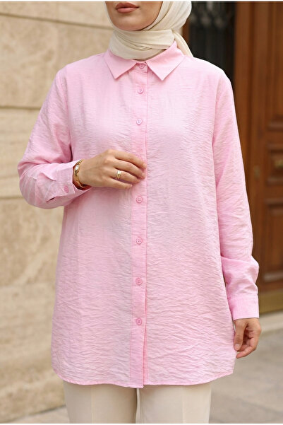 Kirazca Butik Women's Loose Cut Hijab Shirt Tunic with Three Buttons on the Back