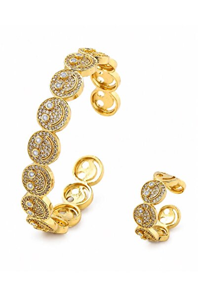Nevara Women's Fashionable Crystal-Embellished Round Design Bracelet and Ring...