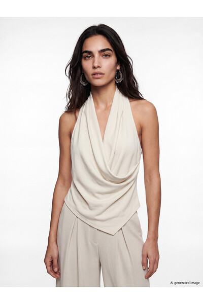 LC Waikiki Özmarka New Season Draped Collar Asymmetrical Cut Blouse