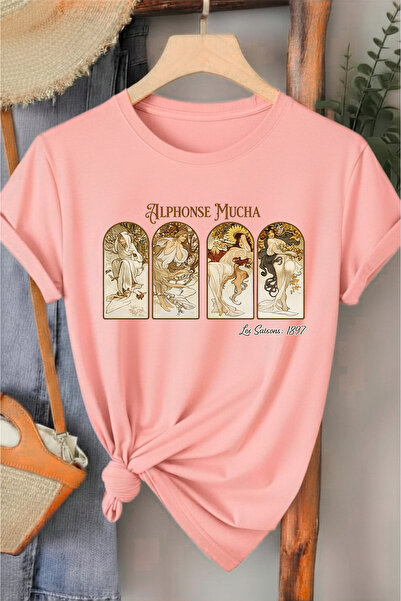 l'eivor Alphonse Mucha Printed Women's Cotton T-Shirt