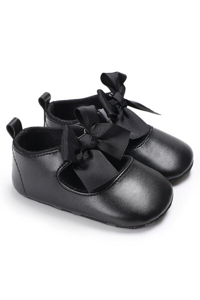 drool Pantofiori cu fundita (Culoare: Negru, Marime: 12-18 Luni)