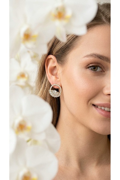 ZENA ACCESSORİES Mi̇lena Gold Steel Earrings