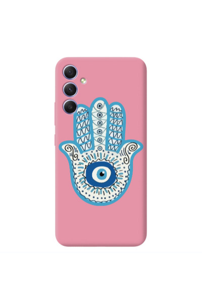 Other Samsung A34 Evil eye bead in hand Pink Colored Silicone TPU Θήκη
