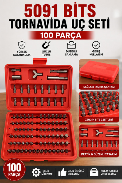 su selim uyar kamp metal 5091 Bits Screwdriver Bit Set 100 Pieces