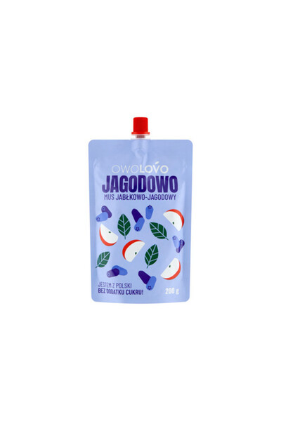 OWOLOVO Piure de fructe OWOLOVO, mere-afine, 200g, fara zahar, fara gluten