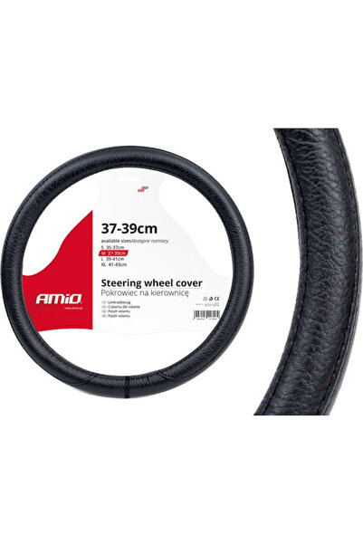 AMIO Car Steering Wheel Cover with Diameter 37-39cm made of Leatherette Black