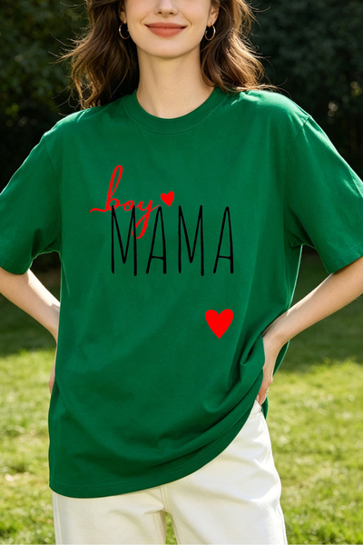 Fleck تي شيرت نسائي بطباعة Boy Mama، تصميم فضفاض غير رسمي برقبة دائرية وأكمام...