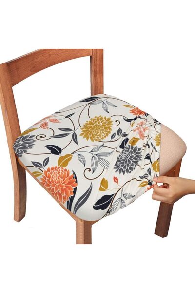 Arabest 4-Pack,Stretch Printed Chair Seat Covers,Elastic Ties,Button Closure,...