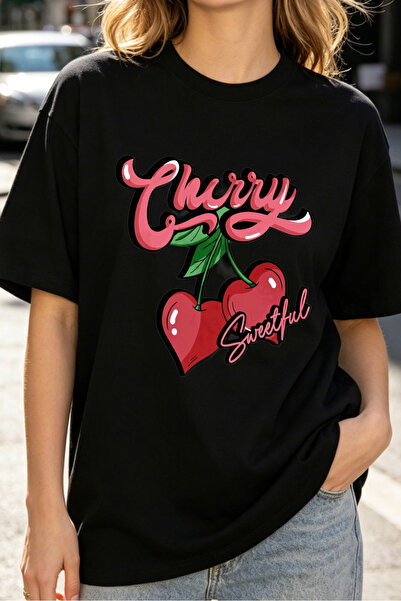 Fleck Womens T Shirts Cherry Sweetful Graphic Print Casual Style Summer Top F...