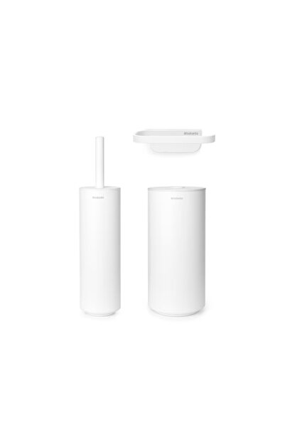 Brabantia Perie de toaletă cu suport și accesorii, Brabantia, 3 piese, alb