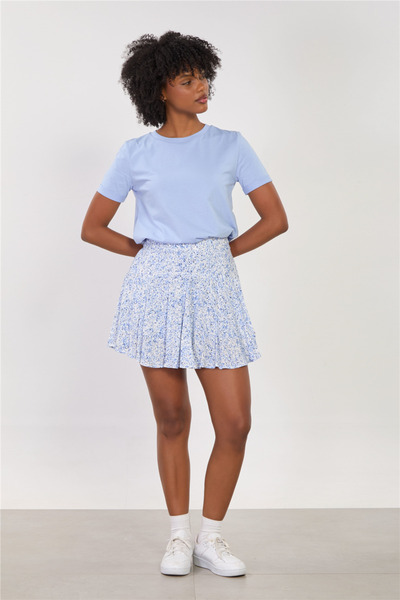 BARRELS AND OIL Women's floral print viscose skort - blue