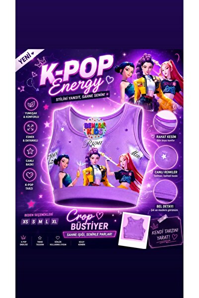 bemora kids KPOP MIRA ZOEY RUMİ ŽIVOPISNO ŽIVOPISNO LJUBIČASTO LILA TOP BUSTI...