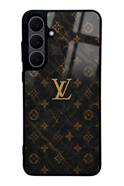Spoyi Samsung S25 Fe Black Mermer Gold LV Tasarımlı Glossy Telefon Kılıfı