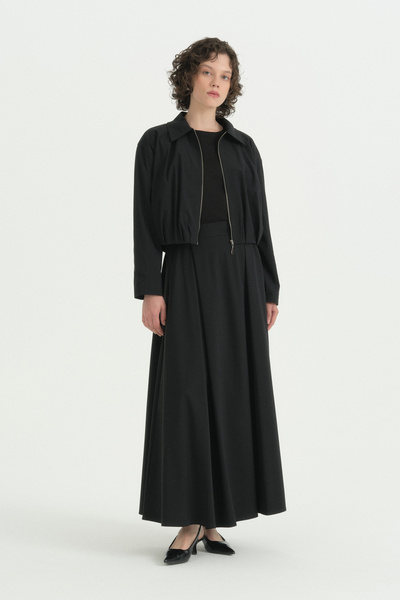 Nihan Pili Detailed Crop Jacket - Black