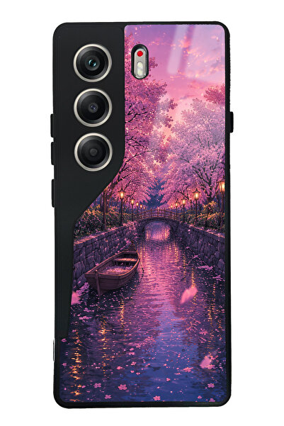 Spoyi Tecno Camon 40 Sakura Twilight Canal Tasarımlı Glossy Telefon Kılıfı