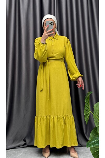 NİSUM MODA Φόρεμα με γιακά πουκάμισου και τυλιγμένο σχέδιο