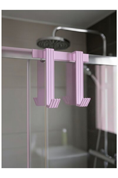 usin Pembe İkili Banyo Duşakabin Camına Takılan Askılık Duşakabin Havlu Lif B...