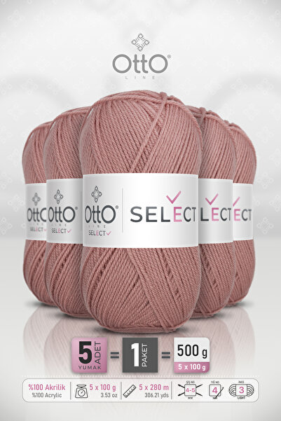 Otto Select - Fir acrilic pentru tricotat manual (9537) - Pachet de 5 - 100gr...