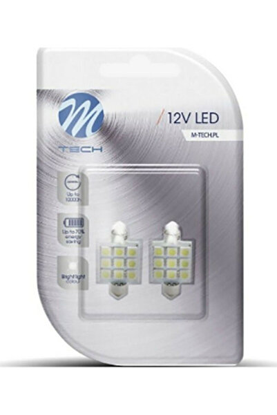 M-TECH Λάμπες Αυτοκινήτου & Μοτοσικλέτας C10W / C5W LED 12V 1.44W 2 τεμάχια