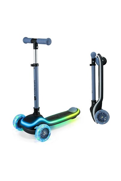 Kinderkraft RAKET 3-Wheel LED Kids Scooter, Blue, Max 50 kg