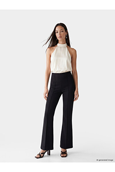 LC Waikiki Rmz Gi̇yi̇m Farkiyla Women's Spanish Leg Pants with Waist Cord