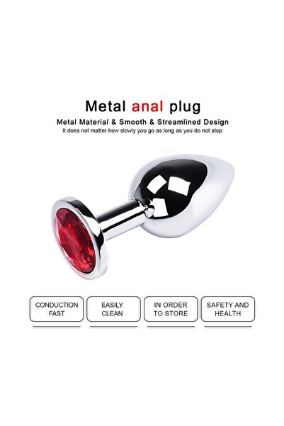 Sensvia Kırmızı Elmas Taşlı Anal Plug M – Orta Boy Anal Alıştırıcı ve Genişletici Tıkaç
