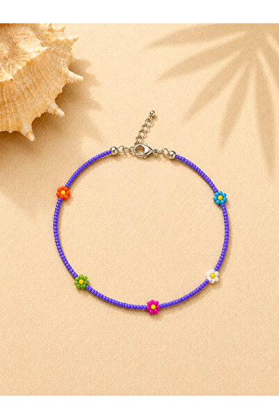 EL YAPIMI Sand Bead Floral Minimal Anklet