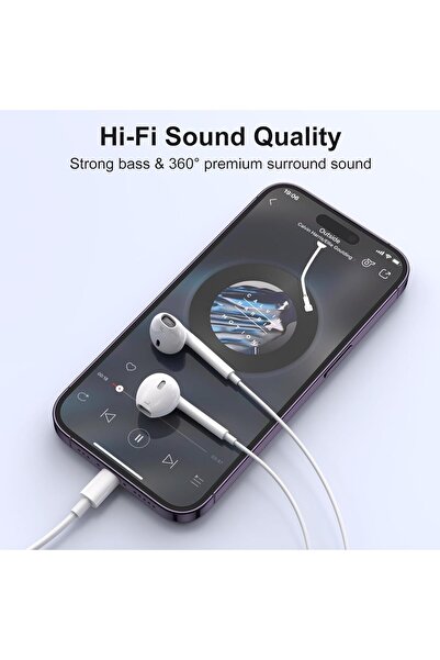 Generic Apple Earbuds Headphones with Lightning Connector MFi Certified Built-in Microphone & Volume Control