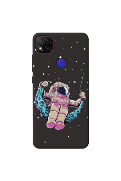 Other Xiaomi Redmi 9c Astronaut swinging on the moon Black Colored Silicone T...