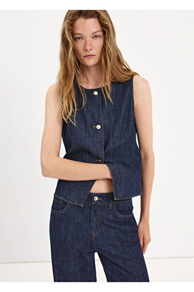 MANGO Woman Düğmeli denim yelek