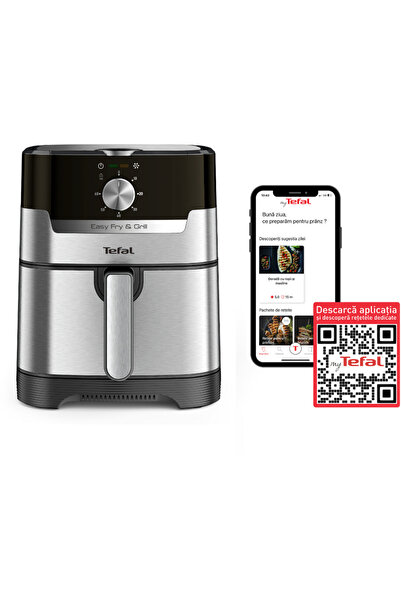 TEFAL Friteuză cu aer cald EASY FRY & GRILL 2 în 1 EY501D15, 1400W, 4.2L, fun...