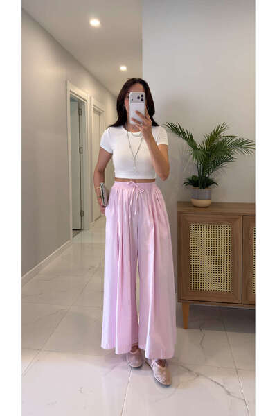 BİRCANÇİL Sanne Pink Wide Leg Pants